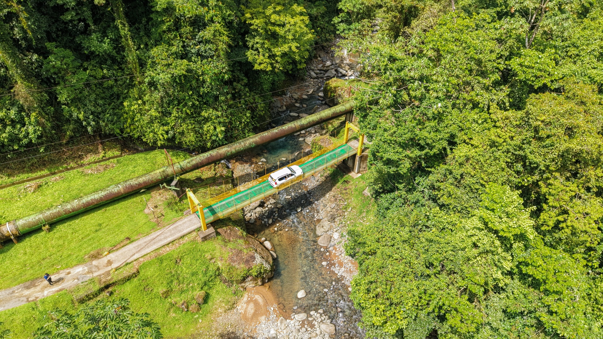 Aerial view of transportation through the rainforest